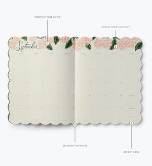Planner hebdomadaire 2026-2027 souple 12 mois ‘Pink Hydrangea' | RIFLE PAPER CO