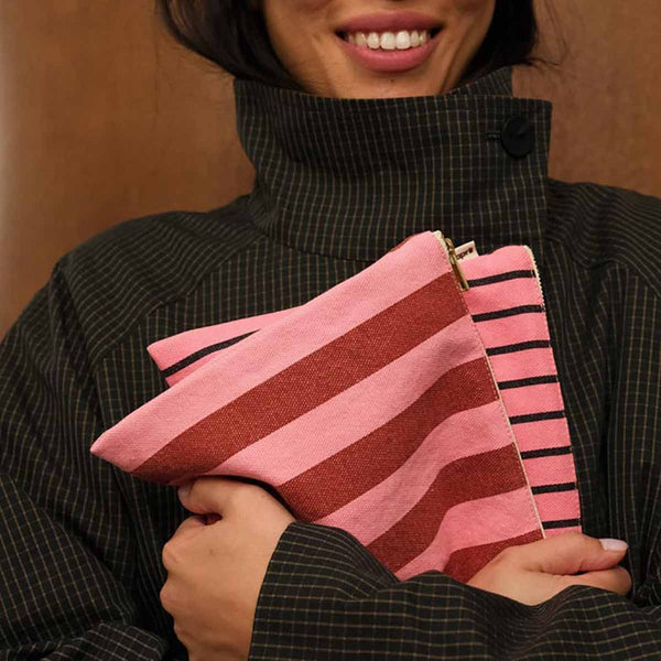 Pochette ‘Lili’ Rayures Brick / Pink | ROSE IN APRIL