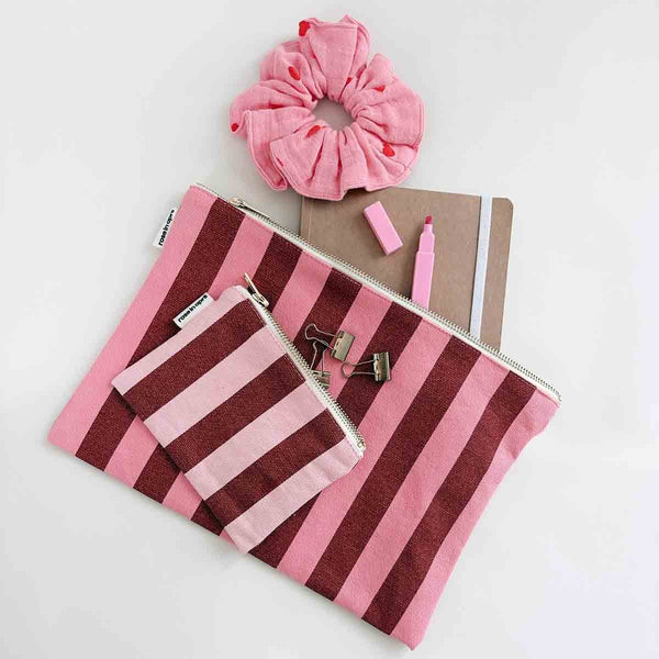 Pochette ‘Lili’ Rayures Brick / Pink | ROSE IN APRIL