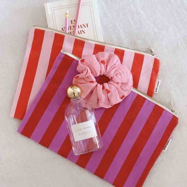 Pochette 'Lili' Rayures Candy pink / Rouge | ROSE IN APRIL