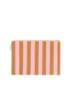 Pochette 'Lili' Rayures Caramel / Strawberry | ROSE IN APRIL