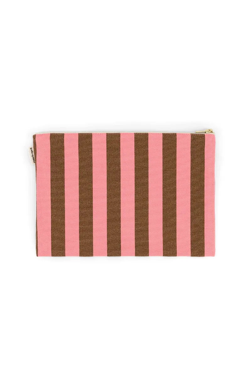 Pochette ‘Lili’ Rayures Funky Pink / Olive | ROSE IN APRIL
