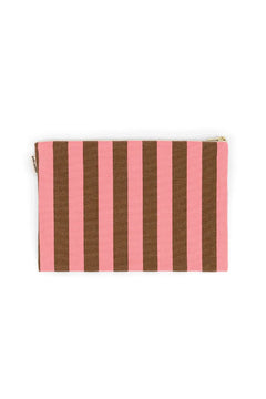 Pochette ‘Lili’ Rayures Funky Pink / Olive | ROSE IN APRIL