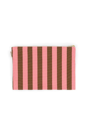 Pochette ‘Lili’ Rayures Funky Pink / Olive | ROSE IN APRIL