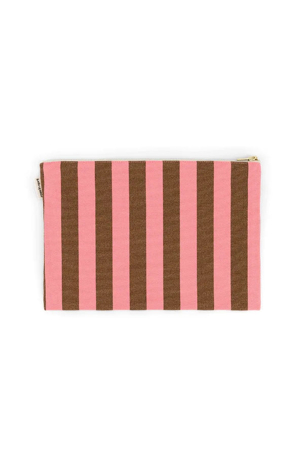 Pochette ‘Lili’ Rayures Funky Pink / Olive | ROSE IN APRIL