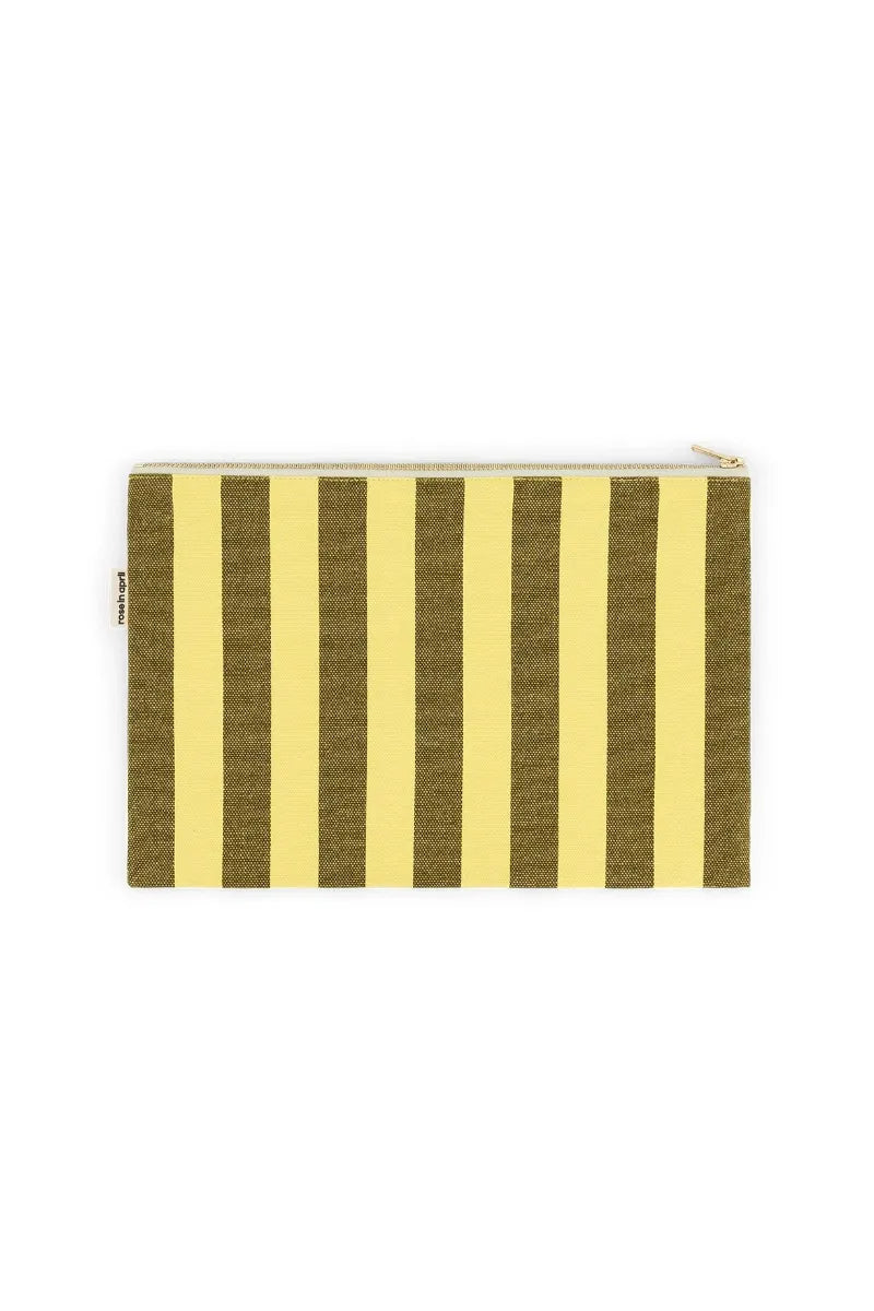 Pochette ‘Lili’ Rayures Lemon / Olive | ROSE IN APRIL