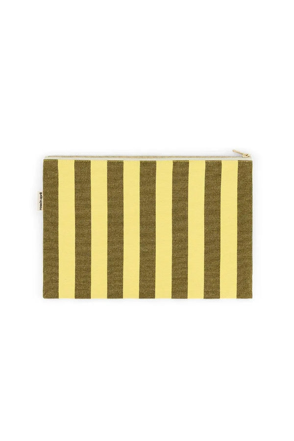 Pochette ‘Lili’ Rayures Lemon / Olive | ROSE IN APRIL