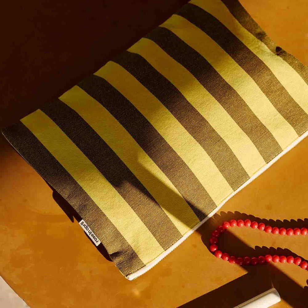 Pochette ‘Lili’ Rayures Lemon / Olive | ROSE IN APRIL