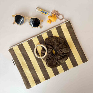 Pochette ‘Lili’ Rayures Lemon / Olive | ROSE IN APRIL