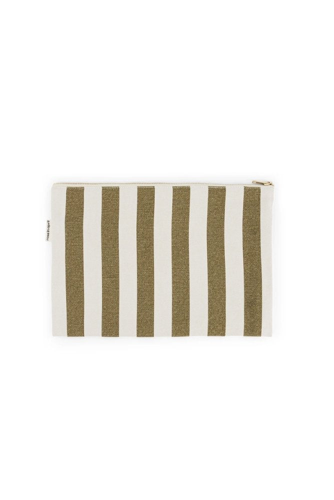 Pochette 'Lili' Rayures Olive / Greige | ROSE IN APRIL