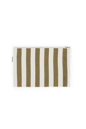Pochette 'Lili' Rayures Olive / Greige | ROSE IN APRIL