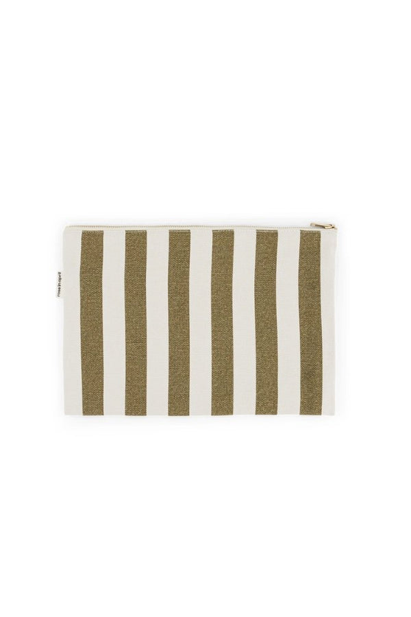 Pochette 'Lili' Rayures Olive / Greige | ROSE IN APRIL