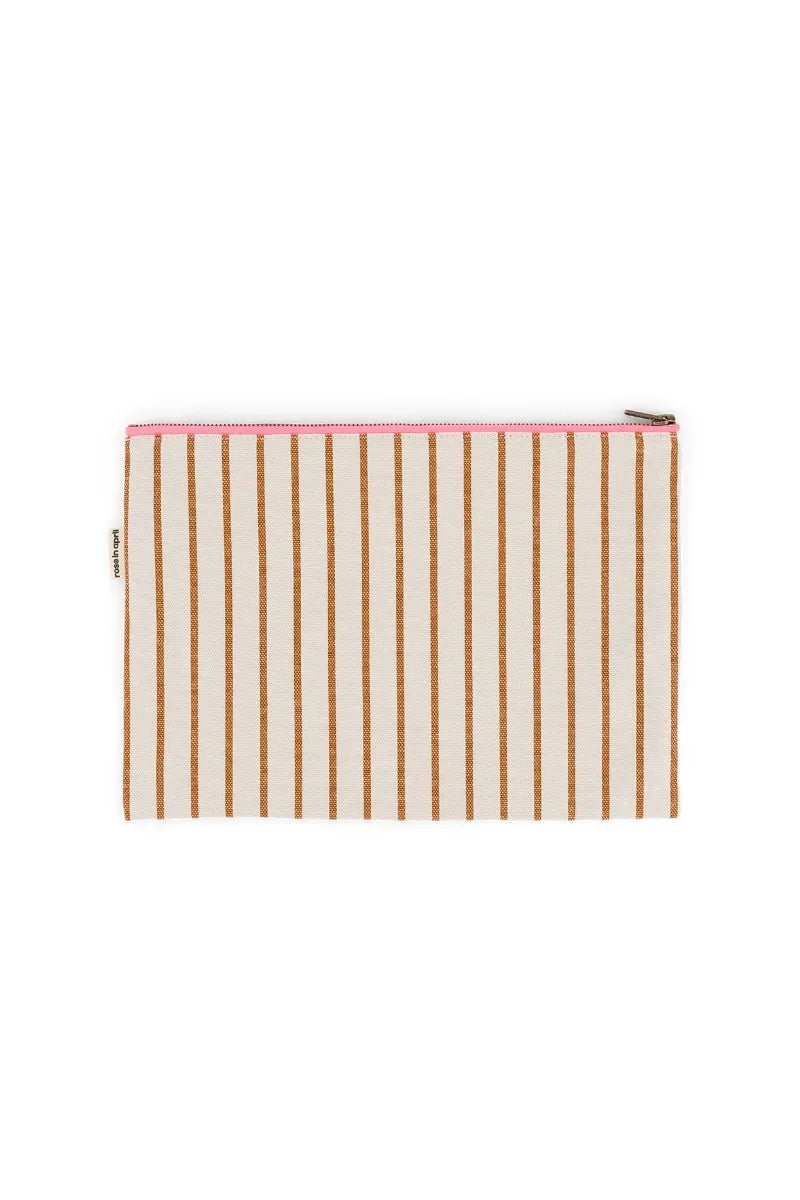 Pochette ‘Lili’ Rayures Tennis Pecan / Greige | ROSE IN APRIL