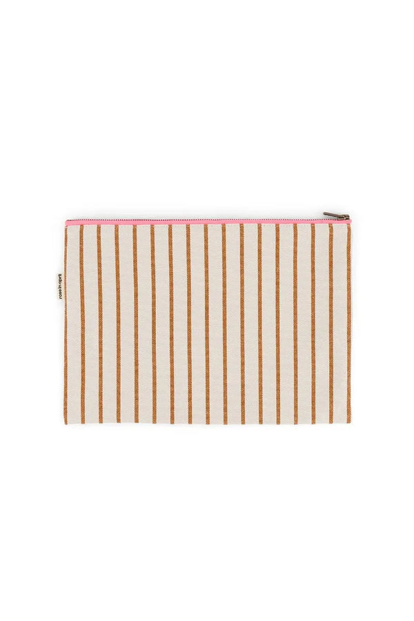 Pochette ‘Lili’ Rayures Tennis Pecan / Greige | ROSE IN APRIL