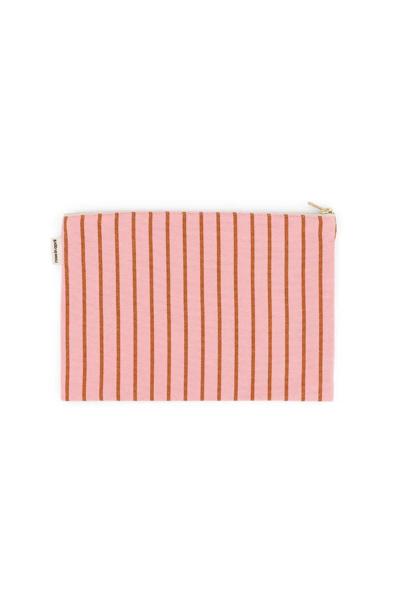 Pochette ‘Lili’ Rayures Tennis Pecan / Strawberry | ROSE IN APRIL
