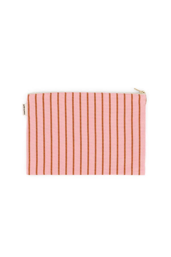 Pochette ‘Lili’ Rayures Tennis Pecan / Strawberry | ROSE IN APRIL