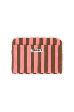 Housse d'ordinateur 'Octave' 13-14" Rayures Funky pink / Olive | ROSE IN APRIL