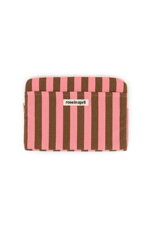 Housse d'ordinateur 'Octave' 13-14" Rayures Funky pink / Olive | ROSE IN APRIL