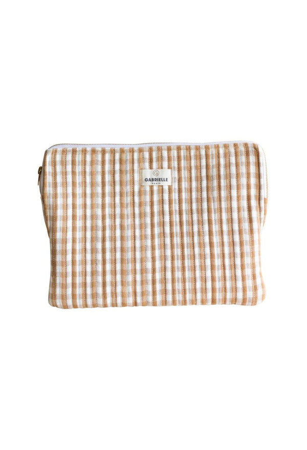 Pochette d'ordinateur Vichy camel | GABRIELLE
