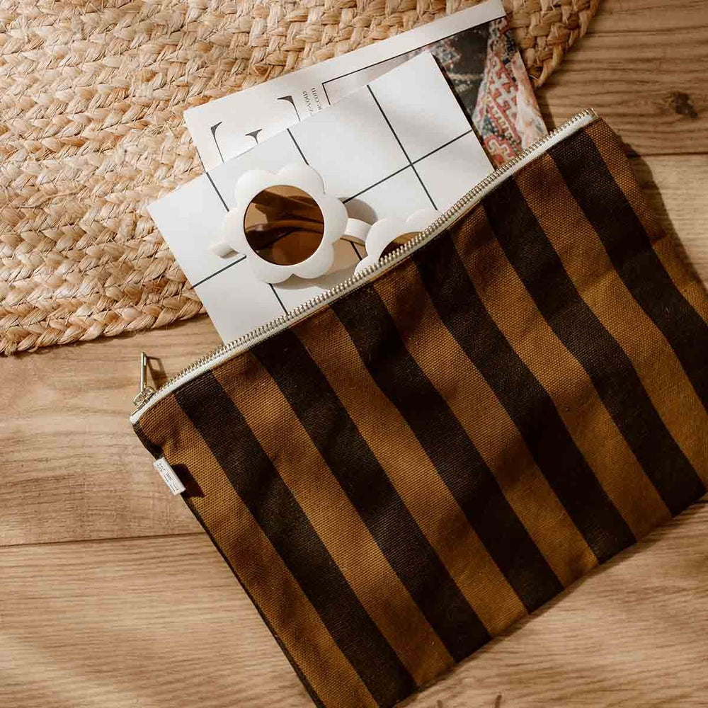 Pochette 'Lili' Rayures Cumin | ROSE IN APRIL