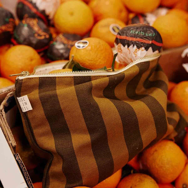Pochette 'Lili' Rayures Cumin | ROSE IN APRIL