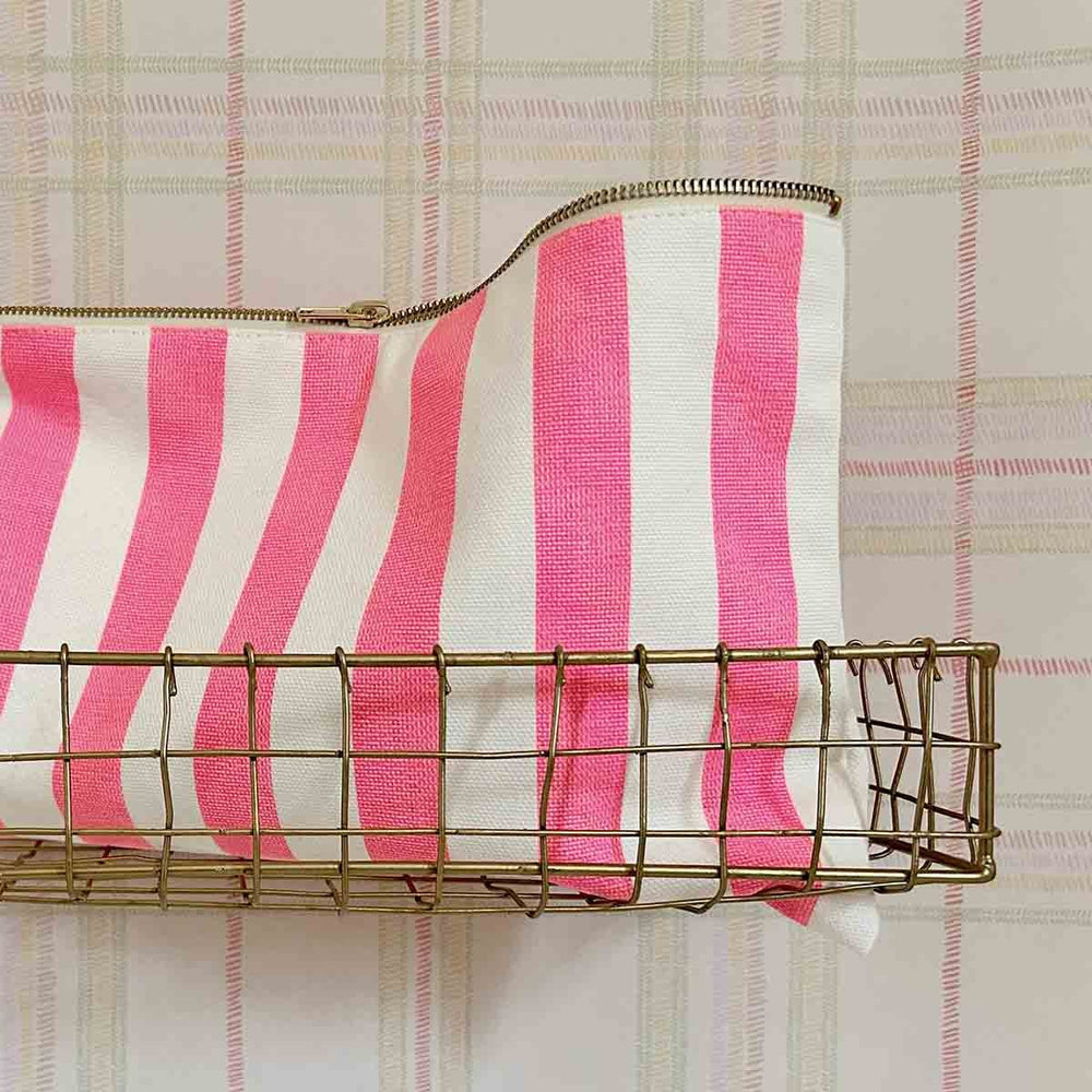 Pochette 'Lili' Rayures Rose néon | ROSE IN APRIL