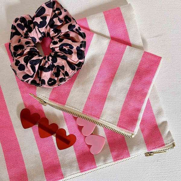 Pochette 'Lili' Rayures Rose néon | ROSE IN APRIL