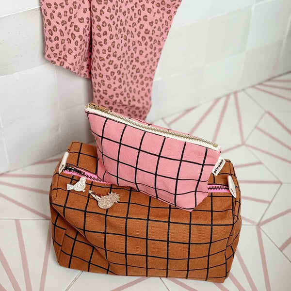 Pochette 'Sofia' Carreaux Funky pink | ROSE IN APRIL