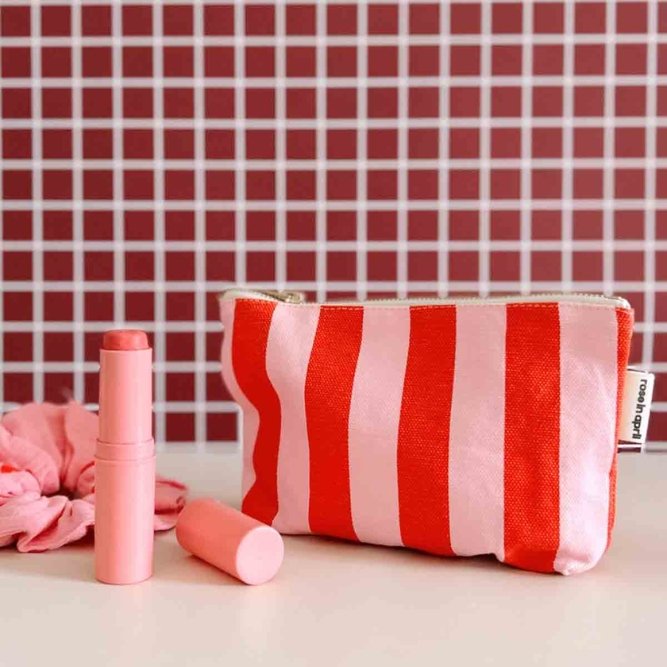 Pochette 'Sofia' Rayures Candy pink / Rouge | ROSE IN APRIL