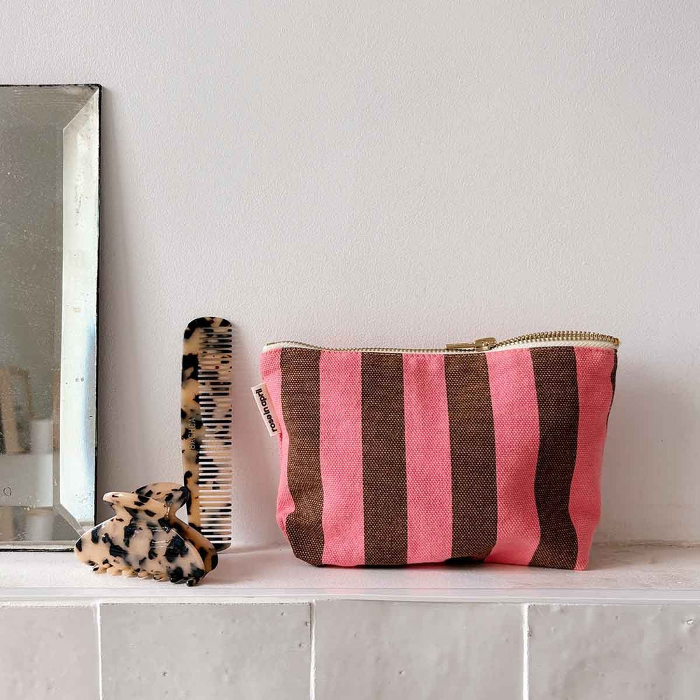 Pochette 'Sofia' Rayures Funky pink / Olive | ROSE IN APRIL