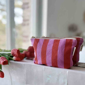 Pochette 'Sofia' Rayures Orchidée / Rouge | ROSE IN APRIL