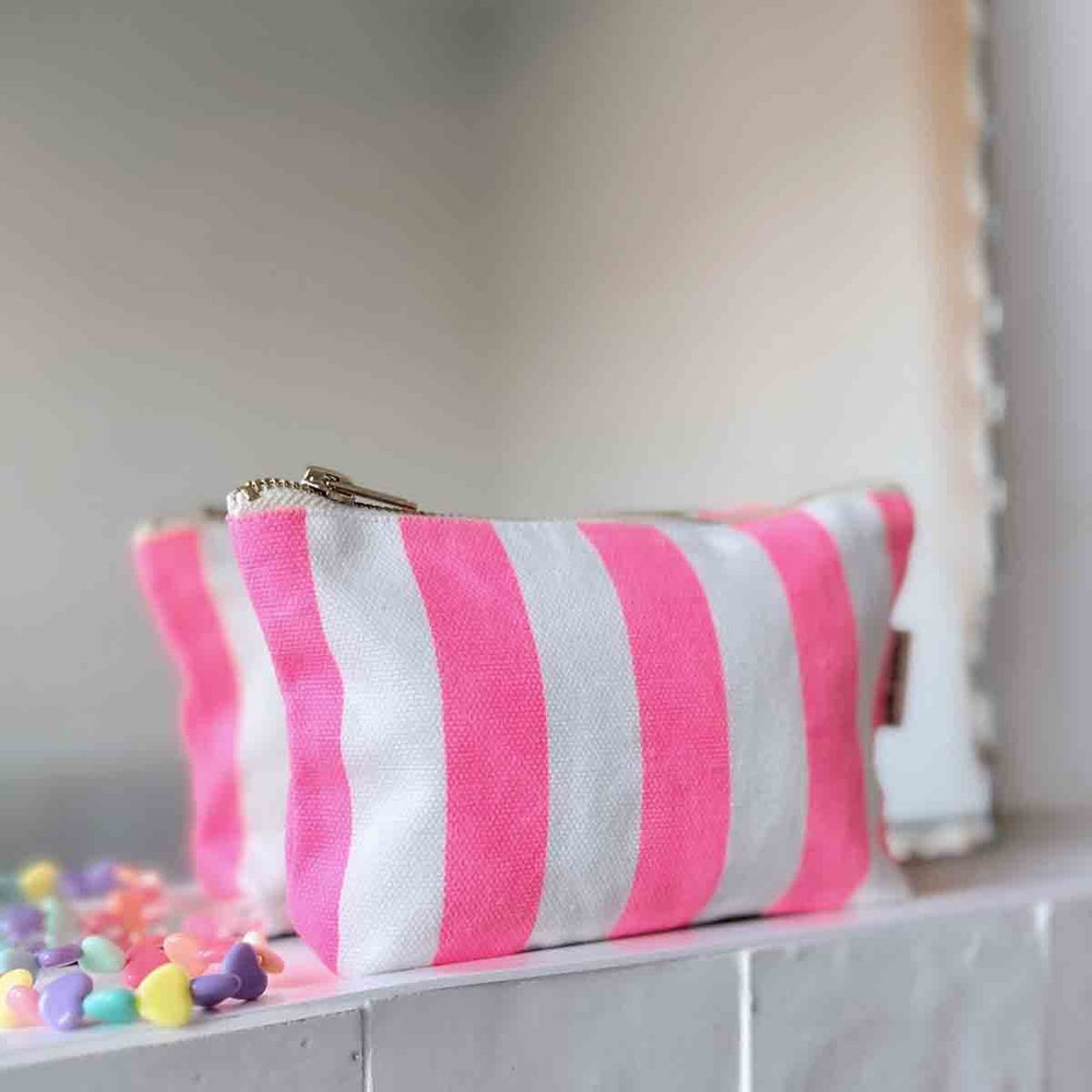 Pochette 'Sofia' Rayures Rose fluo | ROSE IN APRIL
