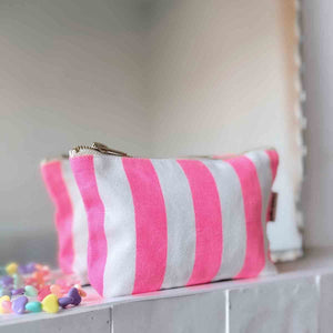 Pochette 'Sofia' Rayures Rose fluo | ROSE IN APRIL