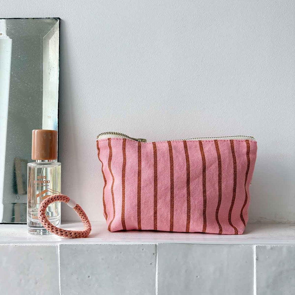Pochette 'Sofia' Rayures Tennis Pecan / Strawberry  | ROSE IN APRIL