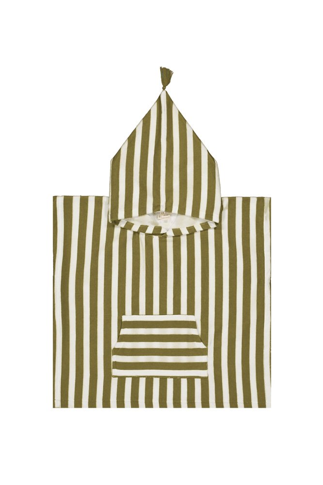 Poncho de bain 'Suzon' Rayures Kaki | ROSE IN APRIL