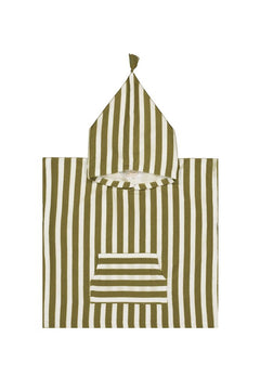 Poncho de bain 'Suzon' Rayures Kaki | ROSE IN APRIL