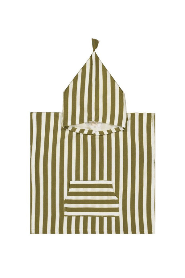 Poncho de bain 'Suzon' Rayures Kaki | ROSE IN APRIL