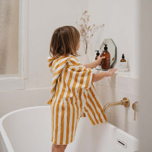 Poncho de bain 'Suzon' Rayures Moutarde | ROSE IN APRIL