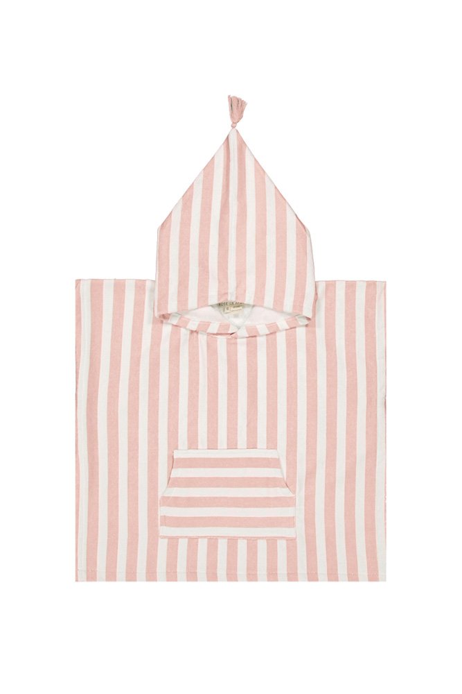 Poncho de bain 'Suzon' Rayures Rose | ROSE IN APRIL