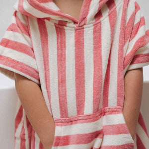 Poncho de bain 'Suzon' Rayures Strawberry | ROSE IN APRIL
