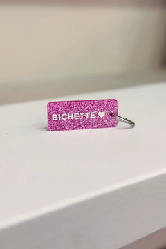 Porte-clés pailleté 'Bichette' Fuchsia | PLUS DE LOVE