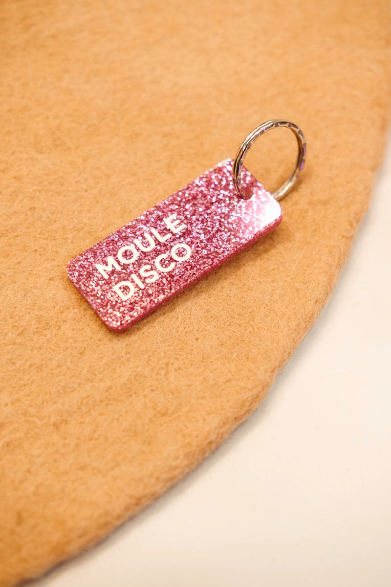 Porte-clés pailleté 'Moule disco' Fuchsia | PLUS DE LOVE