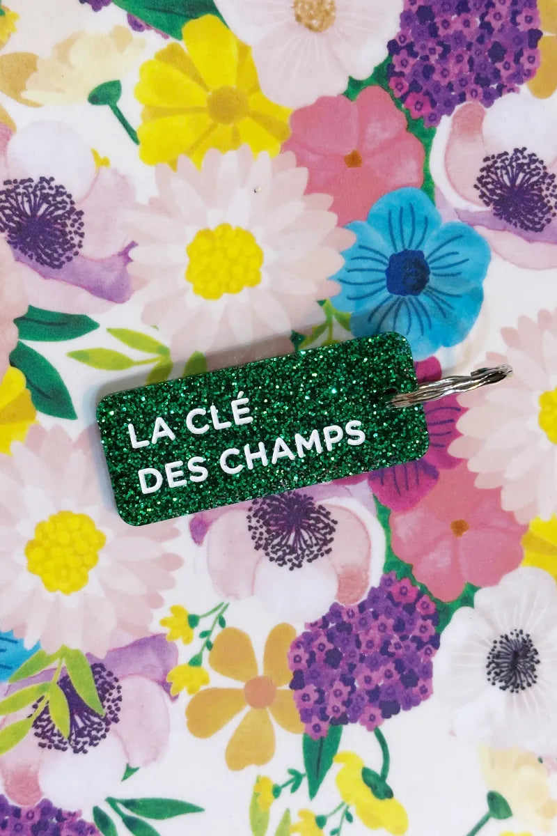Porte-clés pailleté 'La clé des champs' Vert | PLUS DE LOVE