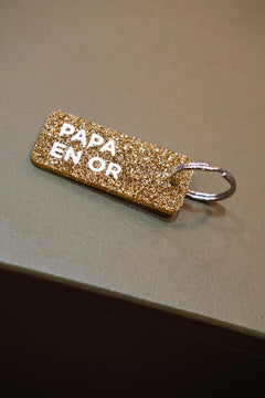 Porte-clés pailleté 'Papa en or' Or | PLUS DE LOVE