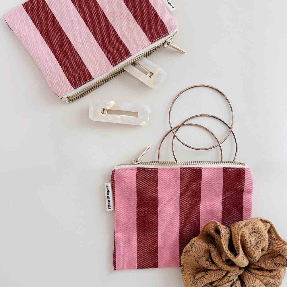 Porte-monnaie 'Marie' Rayures Brick / Pink | ROSE IN APRIL