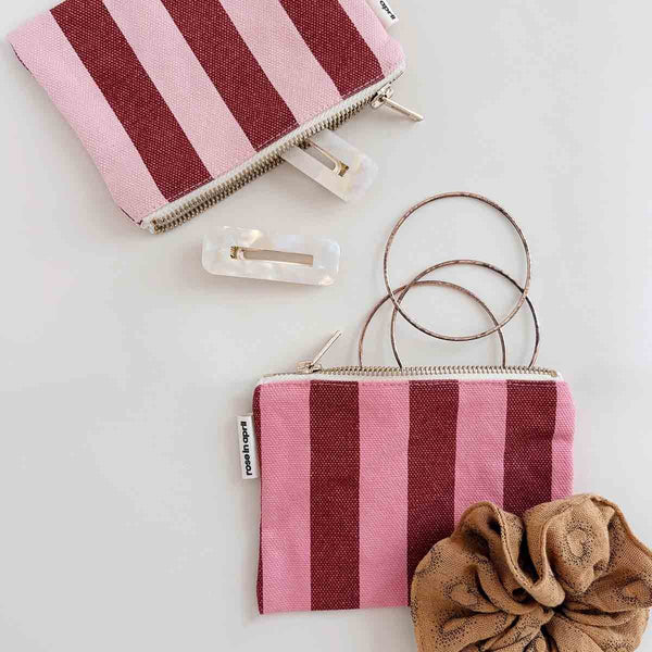 Porte-monnaie 'Marie' Rayures Brick / Pink | ROSE IN APRIL
