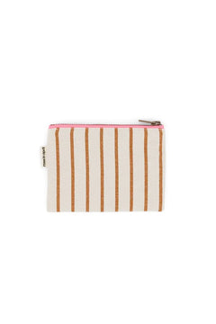 Porte-monnaie 'Marie' Rayures Tennis Pecan / Greige | ROSE IN APRIL