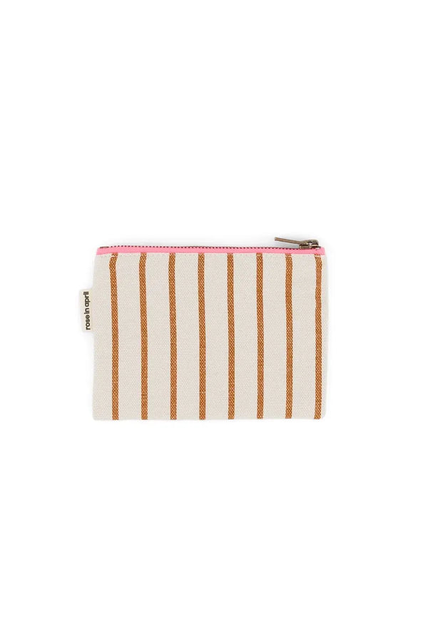 Porte-monnaie 'Marie' Rayures Tennis Pecan / Greige | ROSE IN APRIL
