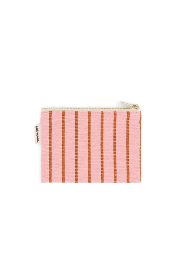 Porte-monnaie 'Marie' Rayures Tennis Pecan / Strawberry | ROSE IN APRIL