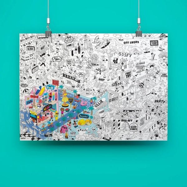 Poster Géant à colorier 'Surf & Skate' | OMY